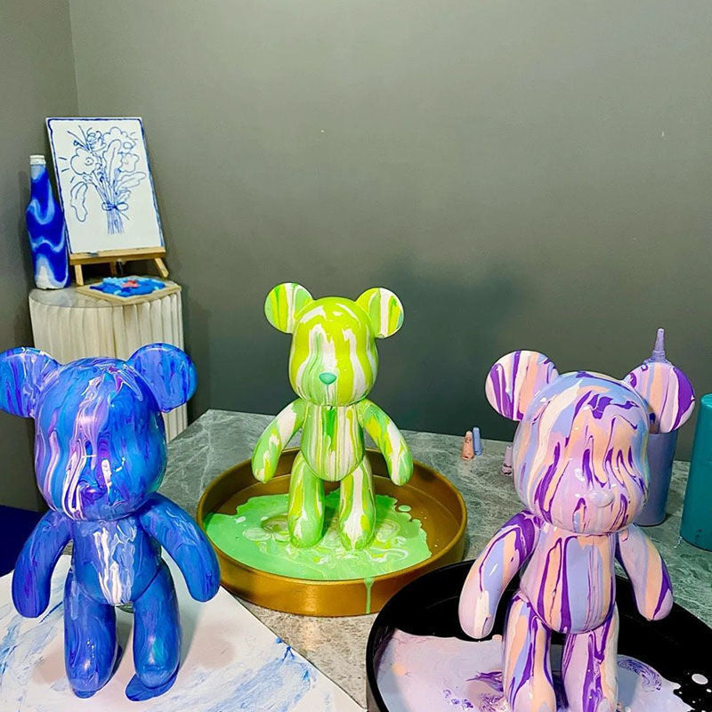 DIY Fluid Painting Bear Model Toy